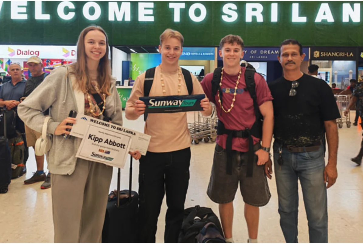 Travellers meeting their Sri Lankan driver in the airport arrivals hall